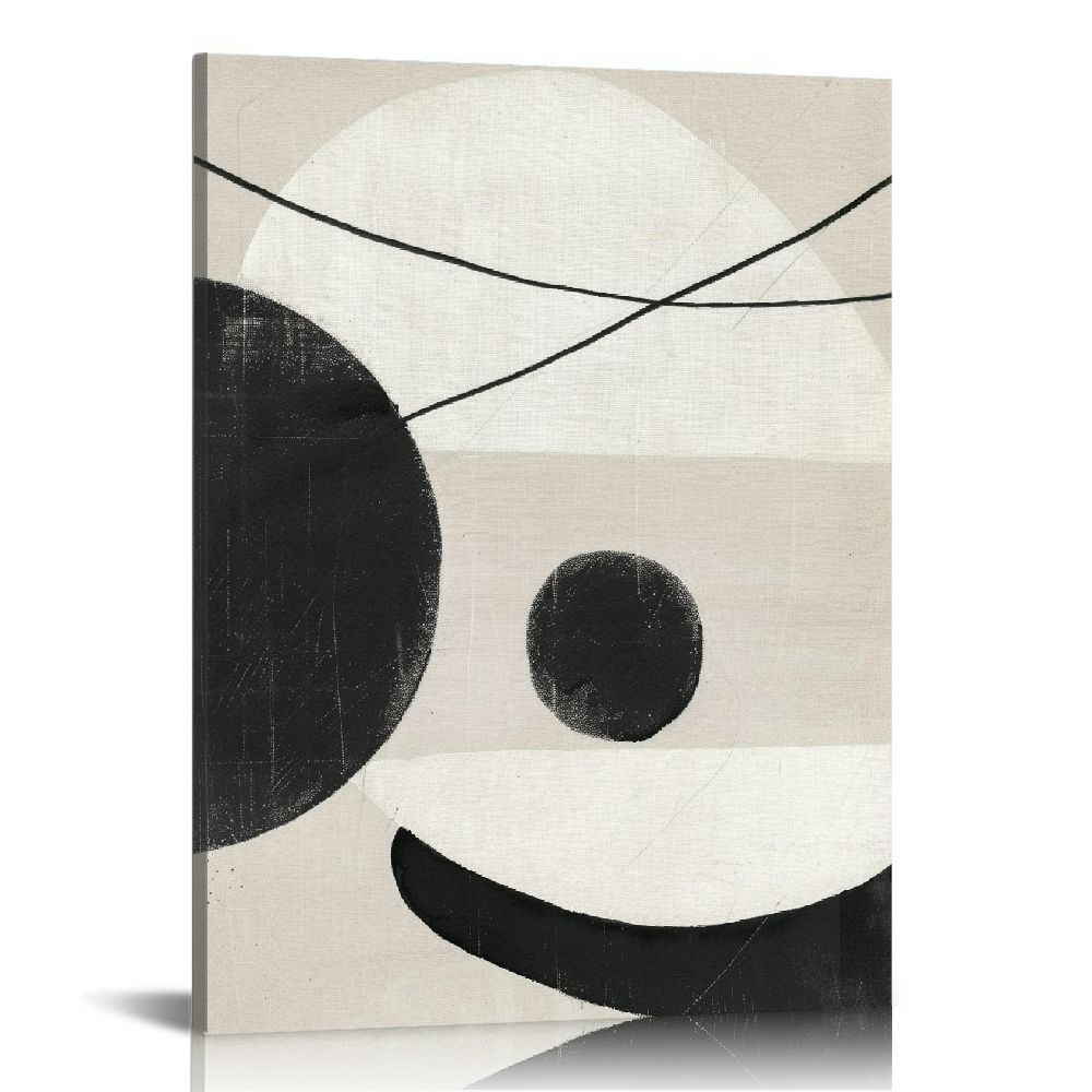 JEUXUS Black and White Abstract Wall Art Minimalist Geometric Framed ...