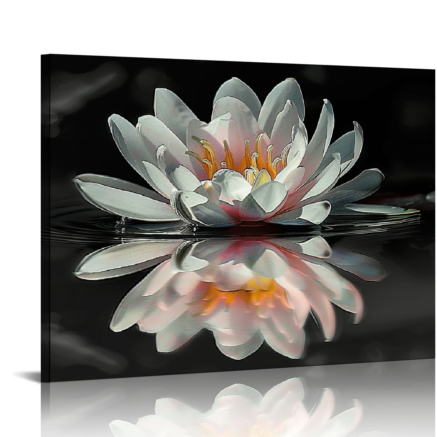 JEUXUS Black and White Flower Wall Art Lotus Flower Canvas Print Zen ...