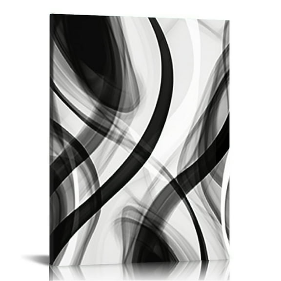 JEUXUS Black and White Grey Wall Art for Bedroom, Abstract Lines Art Canvas Print Artwork Set Modern Home Decoration for Bathroom Living Room, Small,16x20 inch