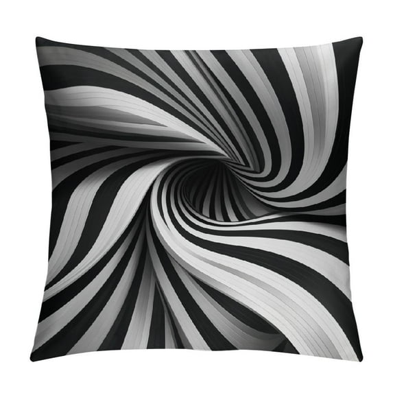 JEUXUS Black and White Striped Throw Pillow Covers ,Fall Decorations for Home,Decorative Pillow Cases,Furry Faux Rabbit Fur/Soft ,Modern Decor for Couch