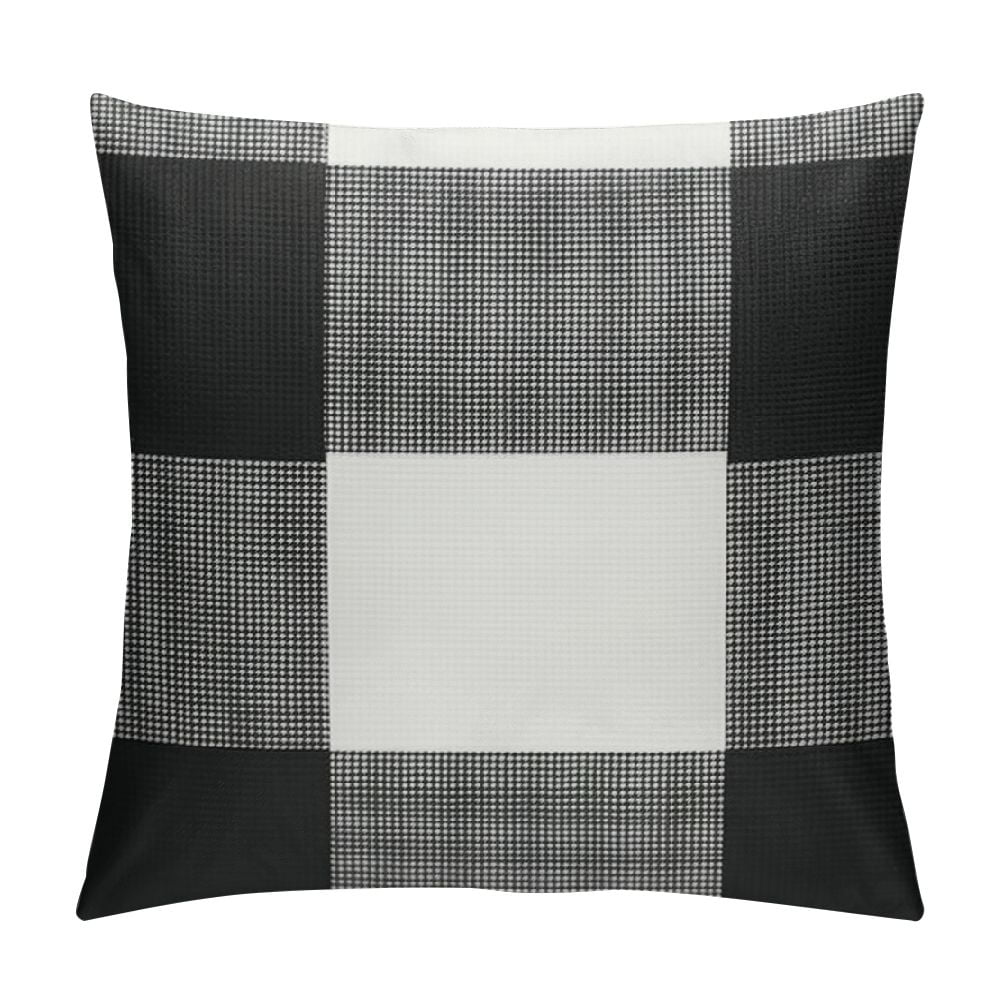 JEUXUS Black and White Buffalo Check Plaids Lumbar Throw Pillow Case