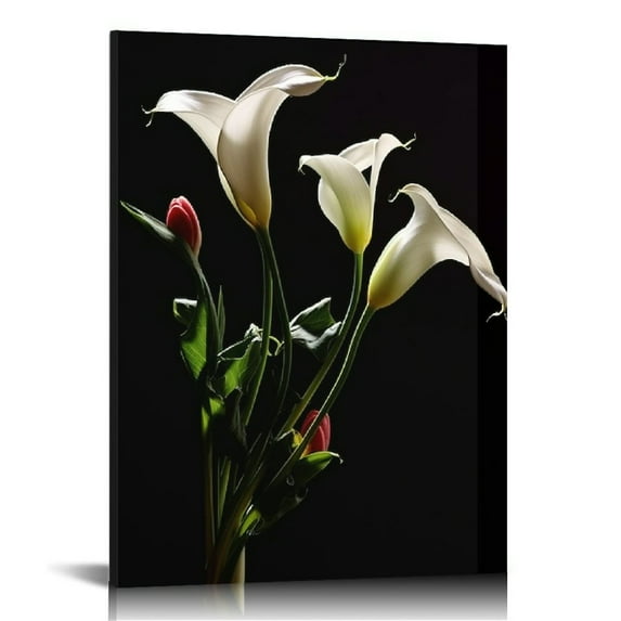 RUIYC Black and White Flower Wall Art Tulip Lily Floral Picture Poster Lily Canvas Print Botanical Wall Decor for Living Room