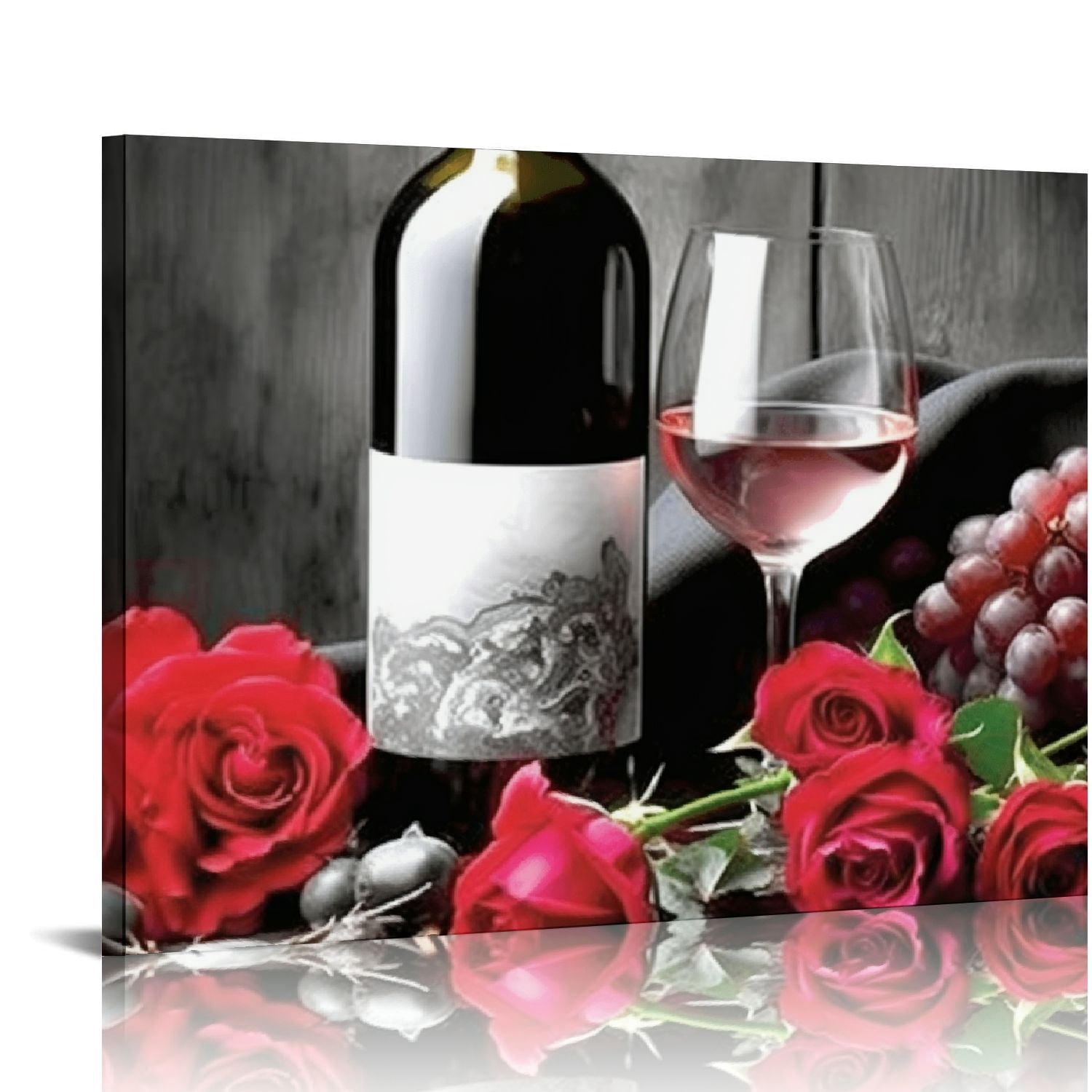 JEUXUS Black and White Still Life Wine Glass Wall Art Canvas Painting ...