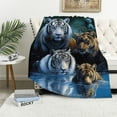 thumbnail image 1 of JEUXUS    Blanket Soft Fluffy  Throw for Sofa Bed Tiger Leopard Lion, 1 of 6