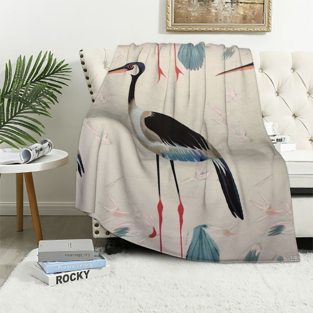 JEUXUS Blanket Throws Clearance Red Crowned Crane Creative Blankey