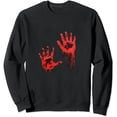 thumbnail image 1 of JEUXUS Blood Splatters Red Hands Bloody Handprints Zombie Outbreak Pullover, 1 of 3