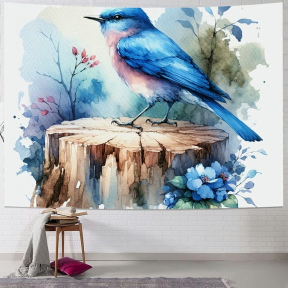 JEUXUS Blue Bird Pictures Sparrow Modern Wall Art Tapestry (Multiple SKUs) Painting