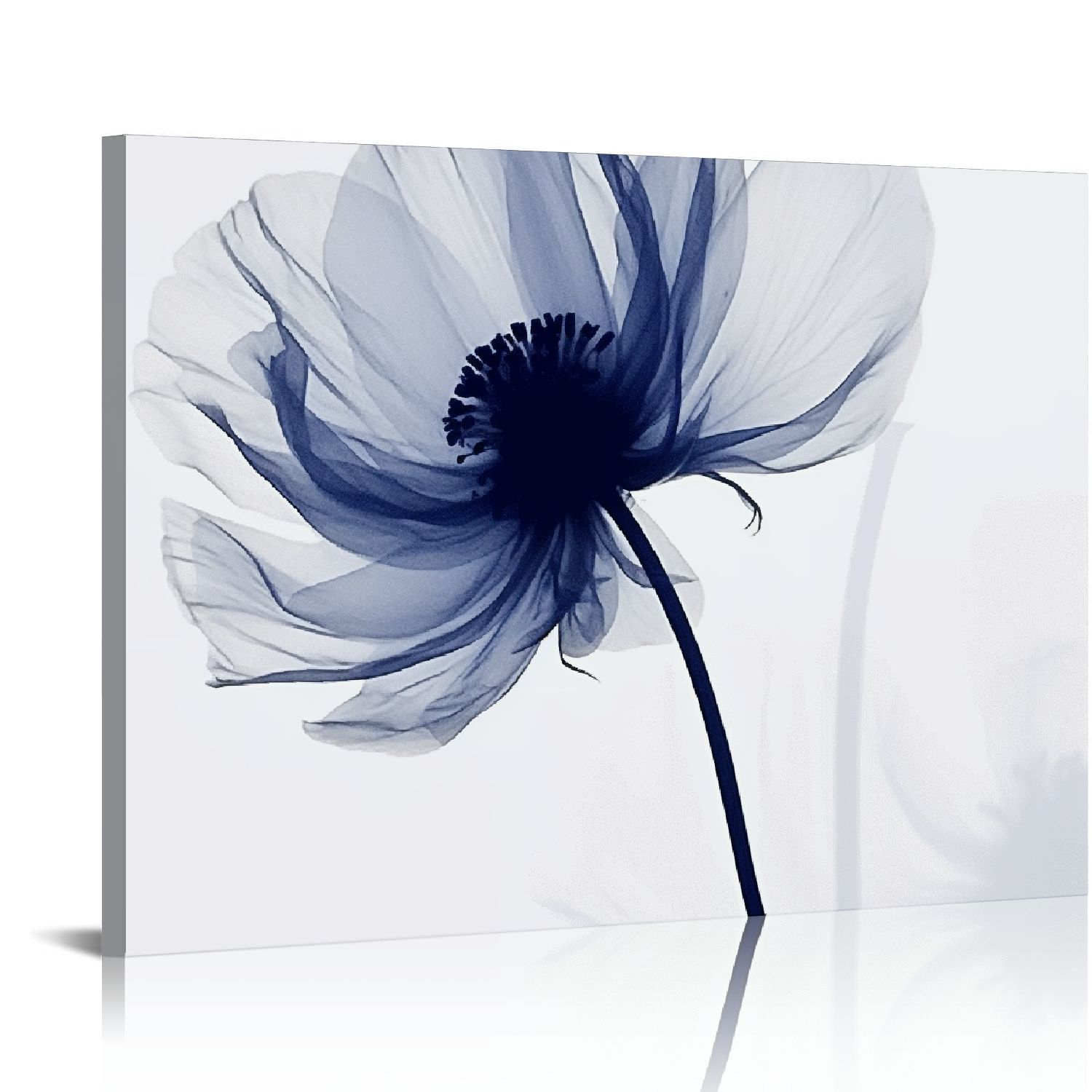 JEUXUS Blue Flickering Flower Modern Abstract Canvas Wall Art Gallery ...