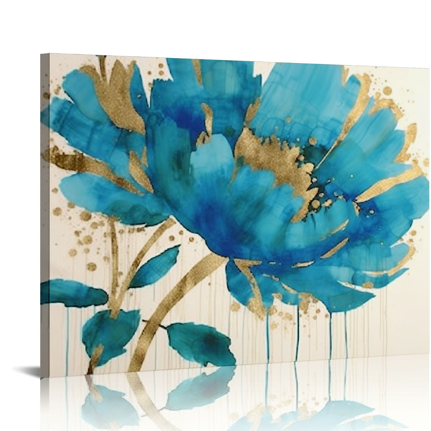 JEUXUS Blue Flower Wall Art Decor Canvas Painting Kitchen Prints ...