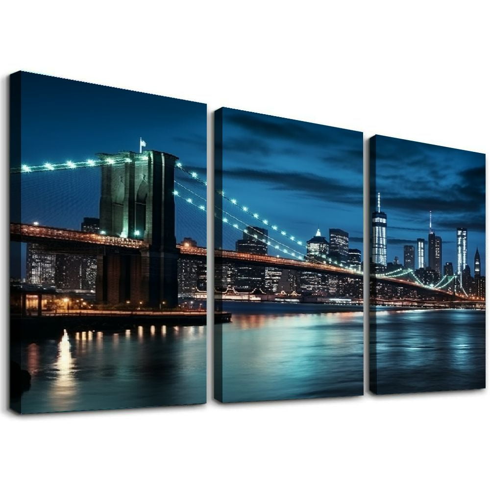 Brooklyn Bridge New York Print Set of outlet 3 - Black and White Photography Prints - Manhattan NYC Skyline - Home Office Decor Photo USA Wall Art