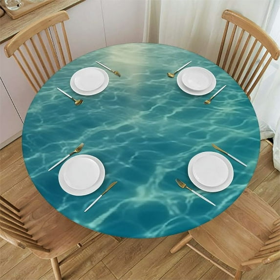 RUIYC Blue Sea Table Cloth Underwater World Clear Water Round Tablecloth for Dining Room, Party, Banquet