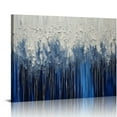 thumbnail image 1 of JEUXUS Blue & Silver Canvas Wall Art, Hand Painted Abstract Oil Painting Wall Art on Canvas, Indigo Wall Picture Painting for Living Room Sofa Decoration (Navy Blue, 16X12inch), 1 of 4