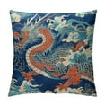 thumbnail image 1 of JEUXUS Blue Teal Sofa Pillowcase Dragon Orange Navy Blue Turquoise Throw Pillow Case Chinoiserie Style Pillows Nursery Decor Modern Linen Pillow Cover for Sofa Chair Car, 1 of 5