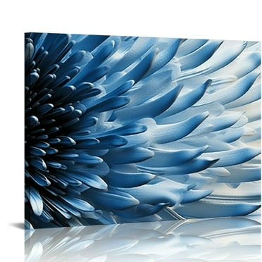 JEUXUS Blue and White Wall Art Decor Painting Pictures Print On Canvas, Modern Abstract Framed Canvas Wall Art for Home Decoration Living Room Bedroom Artwork