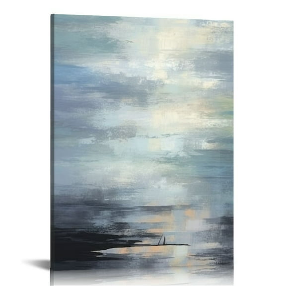 JEUXUS Blue and Grey Wall Art-Abstract Picture  Canvas Print Wall Painting Modern Artwork Canvas Wall Art for Living Room Home Office Décor 16x20 in