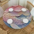 thumbnail image 1 of JEUXUS  Blue and Pink Round Tablecloth Reusable Circle Table Cover Washable Circle Table Cloth for Kitchen Dining Room Picnic Patio Wedding Party, 1 of 7