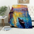 thumbnail image 1 of JEUXUS Boat Reflection Night Flannel Blanket for Bed for All Seasons Lightweight Blanket 60x80in, 1 of 6