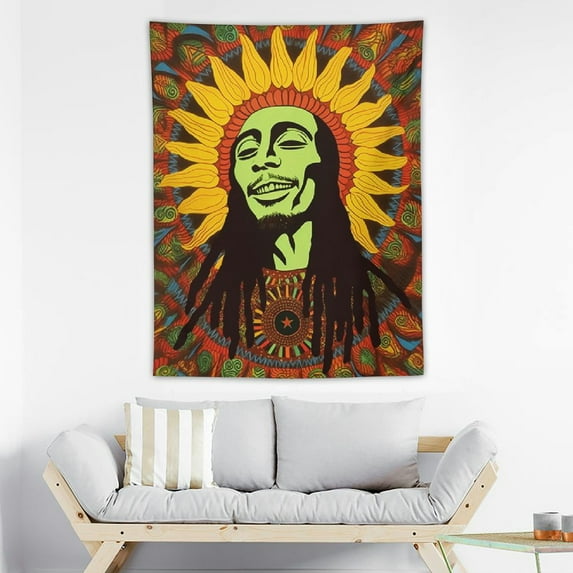 JEUXUS Bob Marley Wall Hanging Tapestry Trippy Weed Poster Bedroom Room Decor Stoner Tapestries Rasta Stoners Aesthetic Tapastry Hippie Sublime Decorations Posters For Jamaican Party