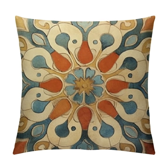 JEUXUS Boho Pillow Covers ,Boho Pillow Cover,Watercolor Boho Bohemian Vintage Retro Floral Mandala Throw Pillow Covers Boho Decorative Living Room Bed Outdoor Decorations Decor