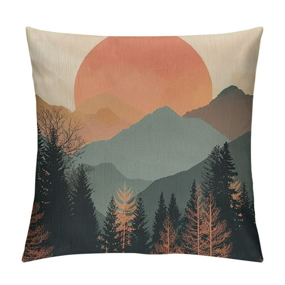 JEUXUS Boho Throw Pillow Covers,Boho Pillow Cover,Boho Mountain Nature Landscape Forest Throw Pillow Covers 1,Boho Landscape Mountain for Bed Home Room Sofa Decorations Decor
