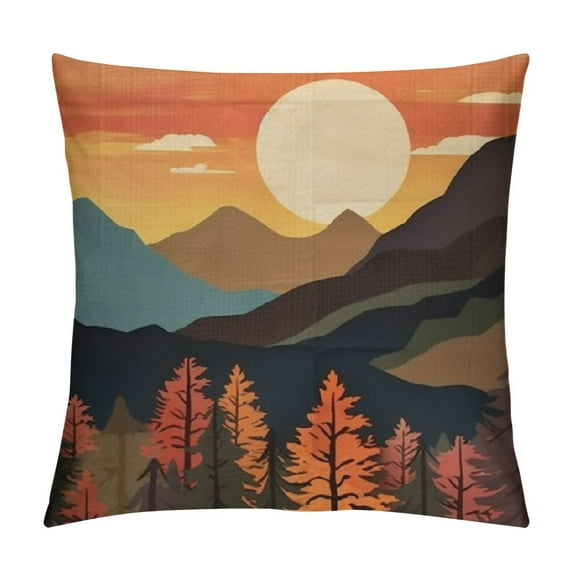 JEUXUS Boho Throw Pillow Covers,Boho Pillow Cover,Boho Mountain Nature Landscape Forest Throw Pillow Covers Boho Landscape Mountain for Bed Home Room Sofa Decorations Decor