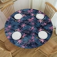 thumbnail image 1 of JEUXUS  Botanical Tablecloth, Abstract Leaves Exotic Garden Design, Table Cover for Dining Room Kitchen Decor,Dark Night Blue Pink, 1 of 7