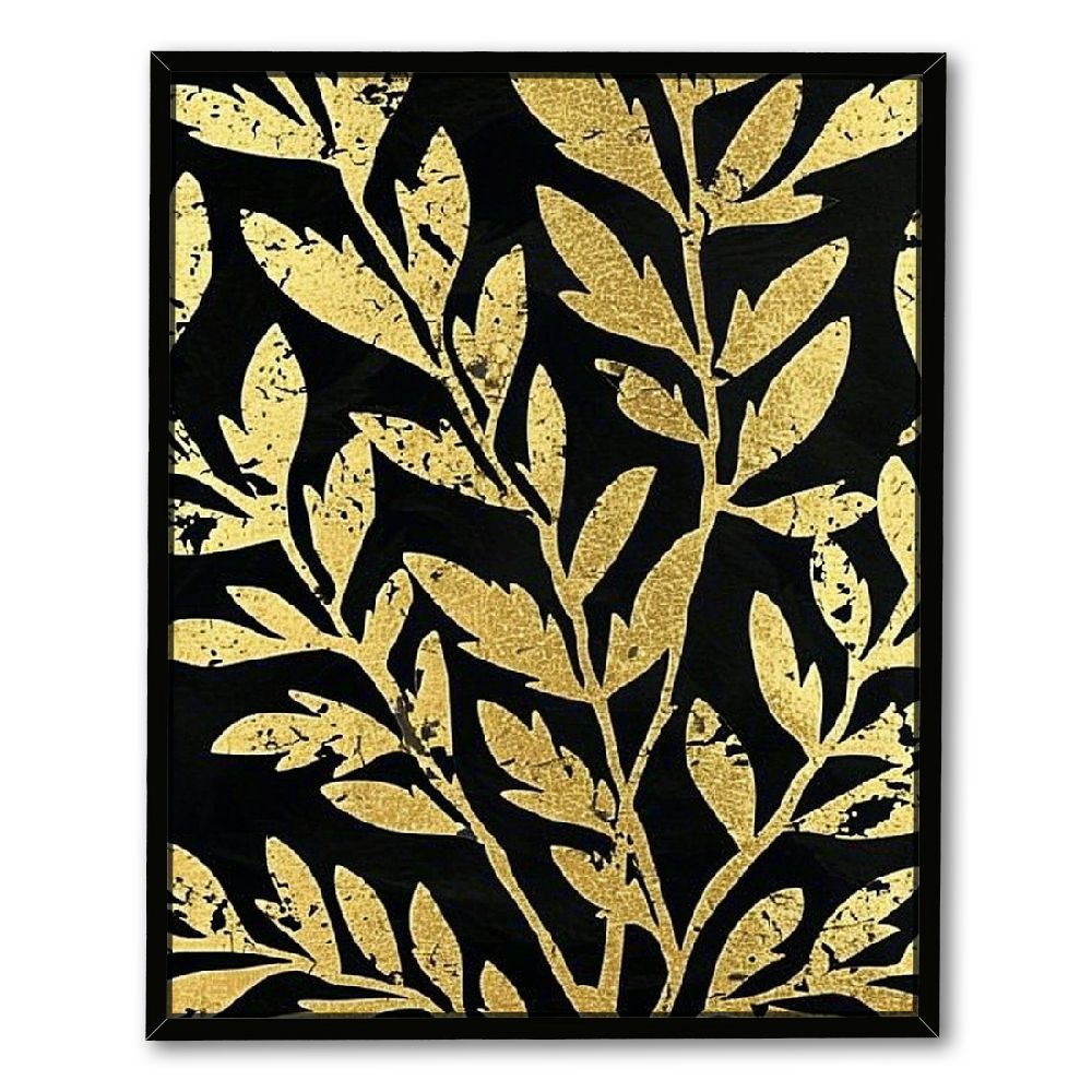JEUXUS Botanical Wall Art Canvas Poster Black and Gold Painting for ...