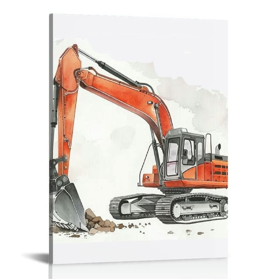 JEUXUS Boys Truck Wall Art Truck Vehicle Canvas Wall Art Decor Toddler Construction Wall Art Watercolor Truck Pictures Kids Playroom Art Prints Nursery Artwork for Room Bedroom