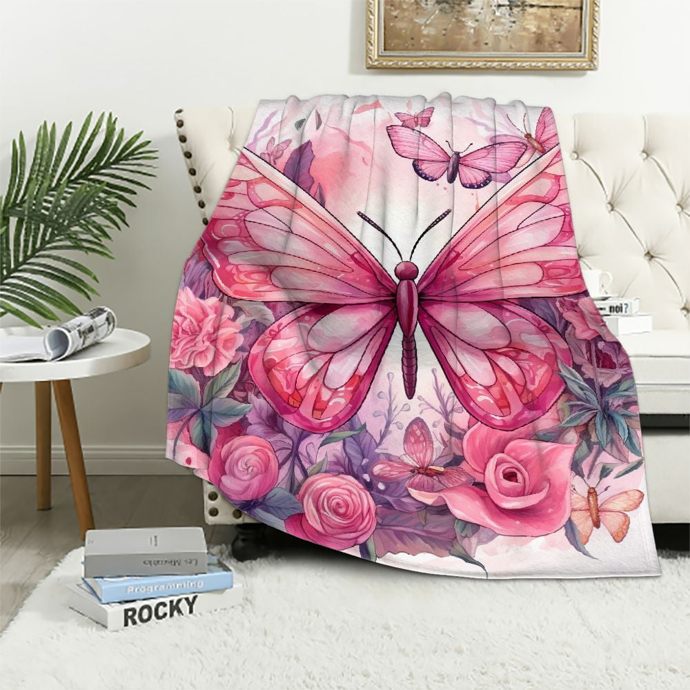 JEUXUS Breast Cancer Awareness Blanket, Breast Cancer Gifts for Women