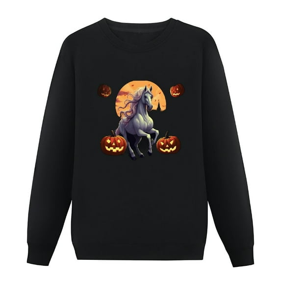 JEUXUS Brooms Are For Amateurs Funny Halloween Witch Horse Riding Pullover