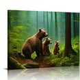 thumbnail image 1 of JEUXUS Brown Bear Wall Art for Kids Room, PIY Cute Animal Canvas Painting of Mother and Cub in Old-Growth Forest Picture, Adorable Family Wildlife Decor  16x12in, 1 of 6