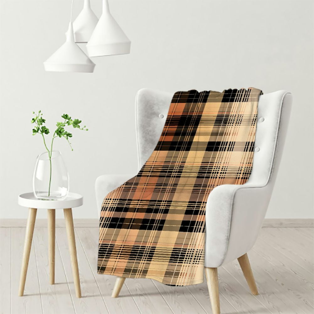 Touchat Halloween Fleece Blanket | Buffalo Plaid Throw For Couch & Bed | Soft, Warm, Cozy Farmhouse Decor In Black - View #5