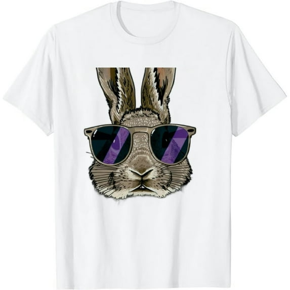 JEUXUS Bunny Face With Sunglasses Easter Day For T-Shirt