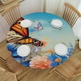 thumbnail image 1 of JEUXUS Butterfly Round Table cover Spring Blue Flowers Table Cover Stain Resistance Water Repellent Circle Table cover for Home Kitchen Dining Party Patio Indoor Outdoor, 1 of 7