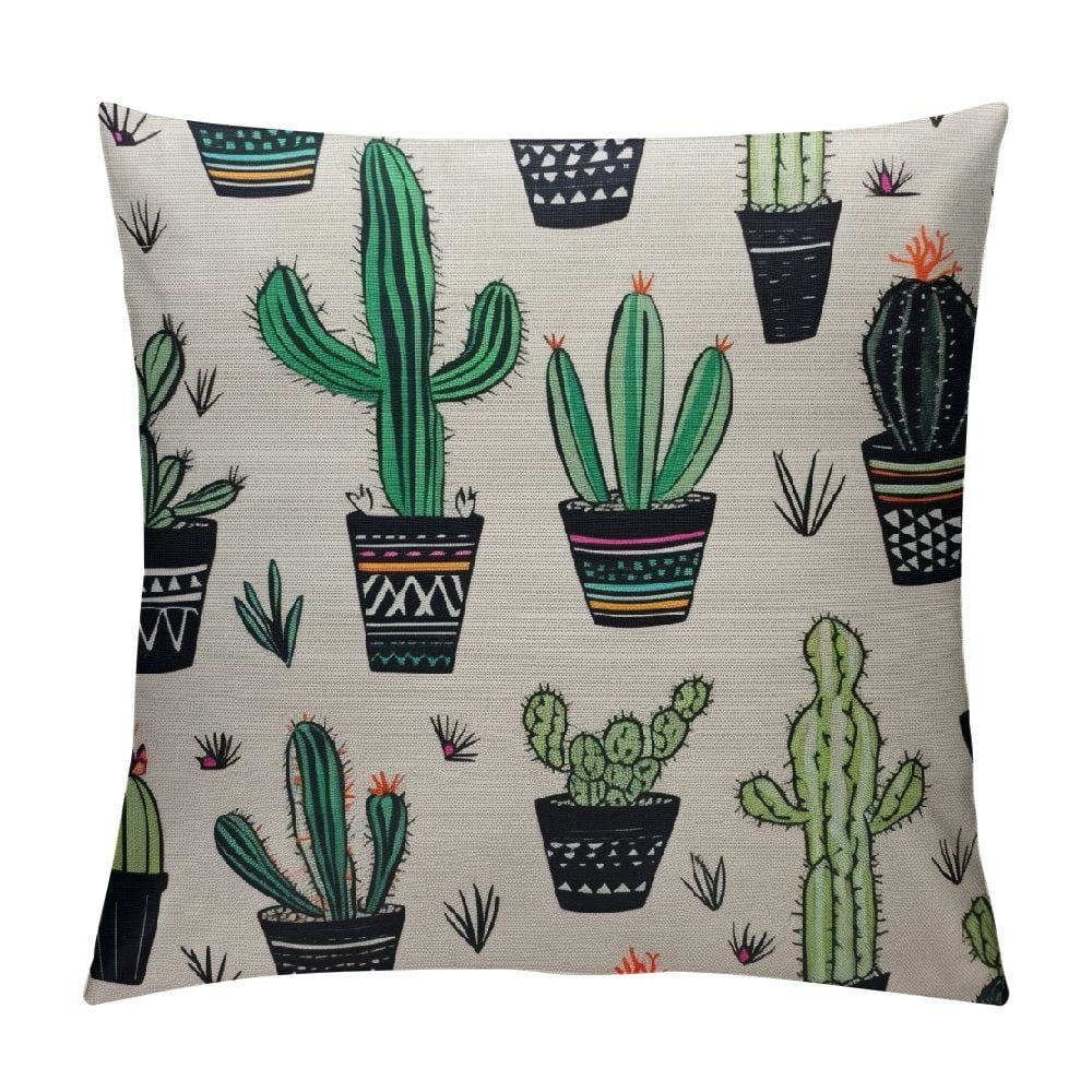 JEUXUS Cacti Throw Pillow Cover Decorative Pattern with Cactus and
