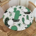 thumbnail image 1 of JEUXUS  Cactus Pattern Round Tablecloth Washable Table Cloth Cover for Dining Indoor Outdoor Picnic Party, 1 of 7