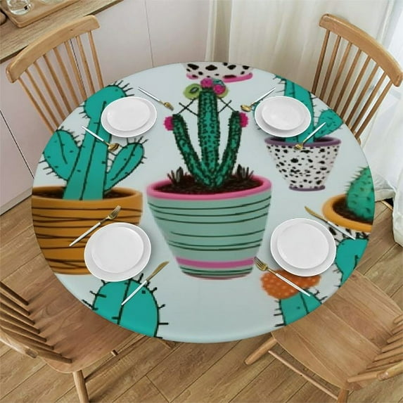 JEUXUS Cactus Table Cloth Round Table Cover