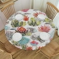 thumbnail image 1 of JEUXUS Cactus pattern Round table cover, waterproof fabric decorative, durable Reusable table clothes, Wipeable Spill proof Resistant for kitchen dining dinner shower parties, Multicolor, 1 of 7