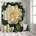 thumbnail image 1 of JEUXUS Camellia Flower Durable and Washable Shower Curtain Multiple Sizes White, 1 of 7