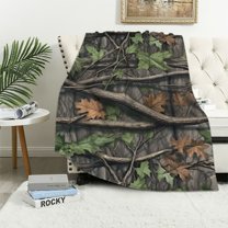 JEUXUS Camo Hunting Camouflage Forest Throw Blanket Super Soft Warm Bed Blankets for Couch Bedroom Sofa Office Car, All Season Cozy Flannel Plush Blanket for Girls Boys Adults,