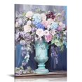thumbnail image 1 of JEUXUS - Canvas Prints Wall Art Blue Peacock Elegant Flower Painting Giclee Print on Canvas Stretched and Framed Vintage Home Office Living Room Bedroom Decor Artwork, 1 of 5
