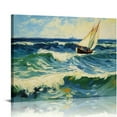 thumbnail image 1 of JEUXUS Canvas Prints Wall Art Seascape at Saintes Maries by Vincent Van Gogh Oil Paintings Reproduction Classical Giclee Artwork Ocean Sea Pictures for Bedroom Home Decorations 20x16 inch, 1 of 4