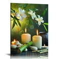 thumbnail image 1 of JEUXUS Canvas Prints Zen Art Wall Decor Spa Massage Treatment Painting Picture Orchid Flower Frangipani Bamboo Flaming Candle Print On Canvas Ready to Hang, 1 of 5