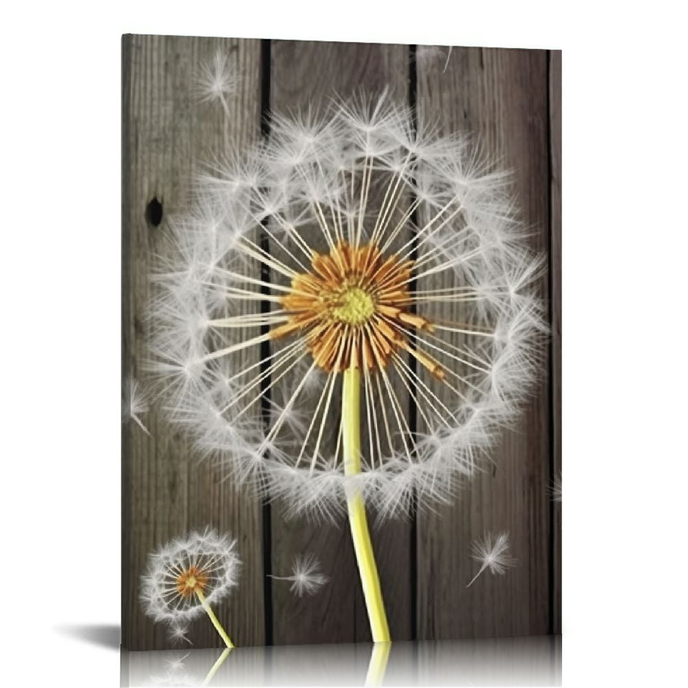 Lighted offers rustic wood dandelion art