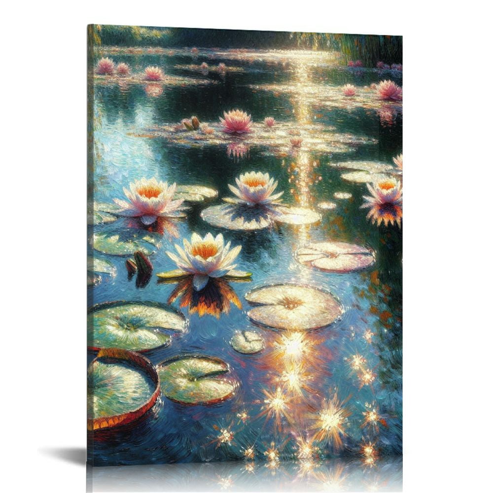 JEUXUS Canvas Wall Art Famous, Water Lilies Claude Monet Art Prints ...