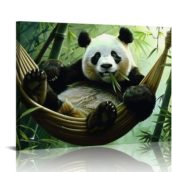 JEUXUS Canvas Wall Art For Bedroom Office Wall Decor, Cute Panda Wall Decorations For Living Room Painting Pictures Artwork For Modern Posters Prints Home Decor