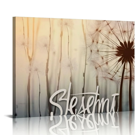 JEUXUS Canvas Wall Art Modern Home Art Just Breathe Dandelion & Butterfly Canvas,Wall Art Decor,Flower Dandelion Quotes Artwork for Living Room Office Decor Framed Ready to Hang