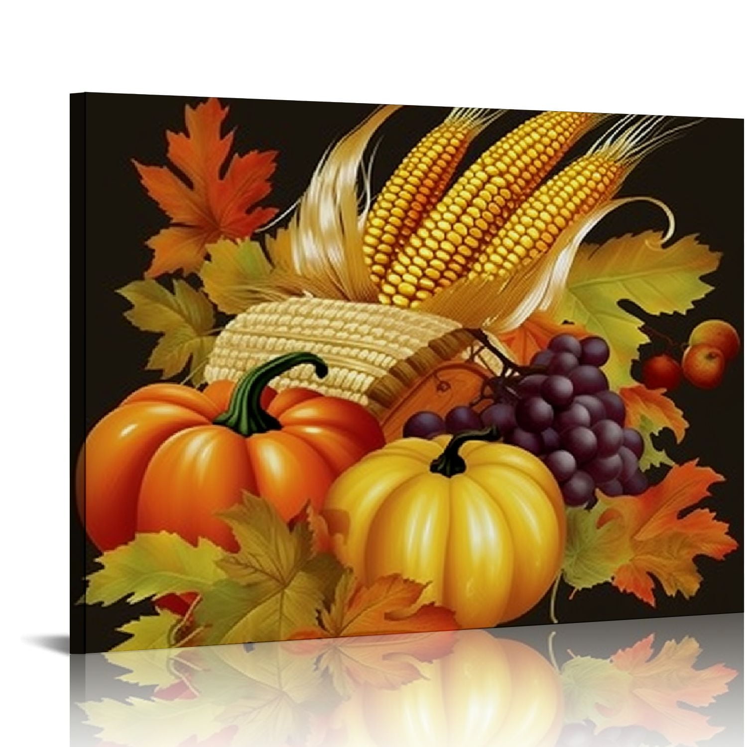 JEUXUS Canvas Wall Art Oil Painting Vintage Fall Harvest Fruits and ...