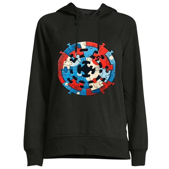 JEUXUS Captain Autism Aspergers Awareness Superhero Puzzle Shield T-Shirt Long-sleeved Hoodie
