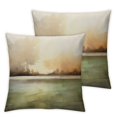 thumbnail image 1 of JEUXUS Car Couch Bedroom 2-Piece Short Plush Pillowcase Set (Universal 1) Print Wall Art Brown and Green Watercolor Scenery White, 1 of 6
